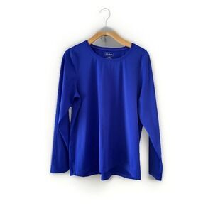 LL Bean Womens Royal Blue Long Sleeve Rash Guard Swim Shirt 50+ UPF L REG 300237